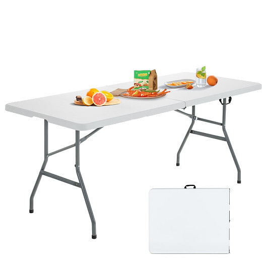 Costway 6′ Folding Table Portable Plastic Indoor Outdoor Picnic Party Dining Camp Tables