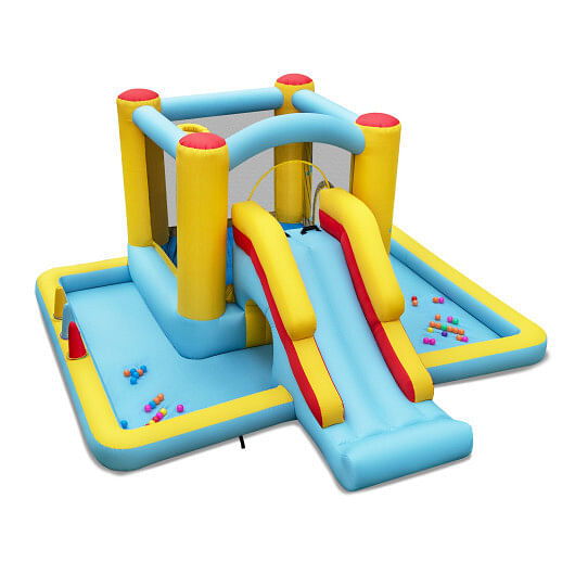 Costway Inflatable Bounce House 7-in-1 Bouncy Castle with Slide and Tunnel without Blower