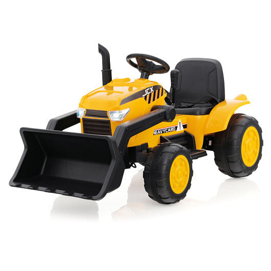 Costway 12V Kid’s Ride on Excavator with Adjustable Digging Bucket-Yellow