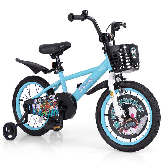 Costway 16 Inch Kids Bike with Adjustable Handlebar and Saddle for 4-8 Years Old-16 inches