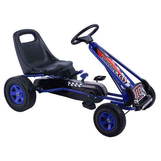 Costway 4 Wheels Kids Ride On Pedal Powered Bike Go Kart Racer Car Outdoor Play Toy Blue