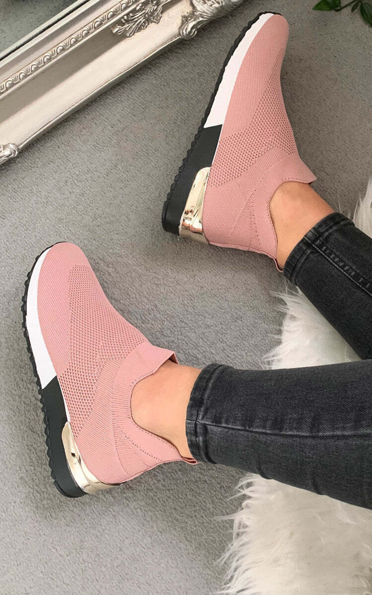 Slip On Sock Wedge Trainers-Black/white / 6 - Image 2