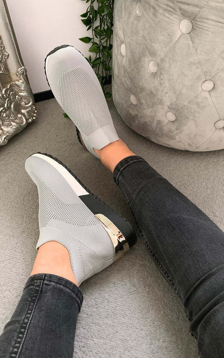 Slip On Sock Wedge Trainers-Black/white / 6 - Image 5
