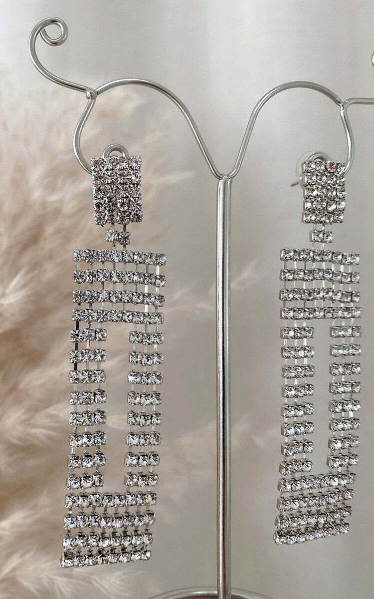 Diamante Drop Earrings-Gold / 1SZE