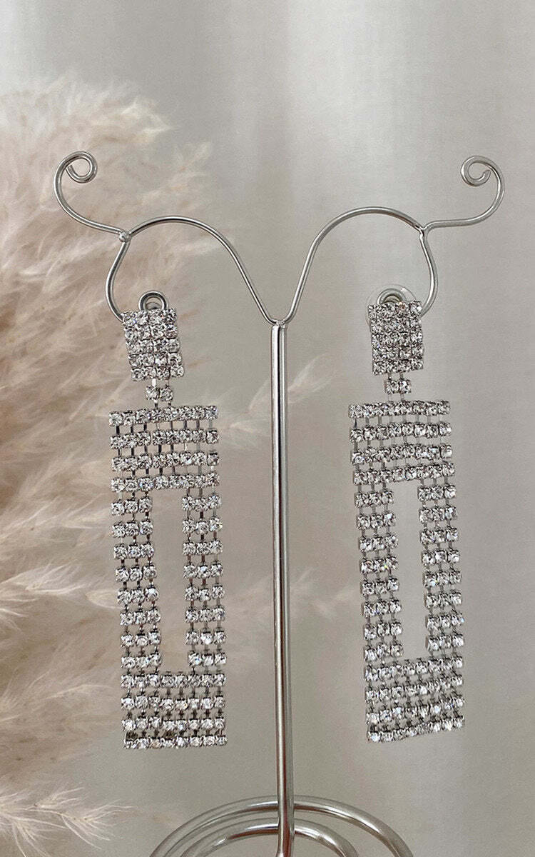 Diamante Drop Earrings-Gold / 1SZE - Image 2