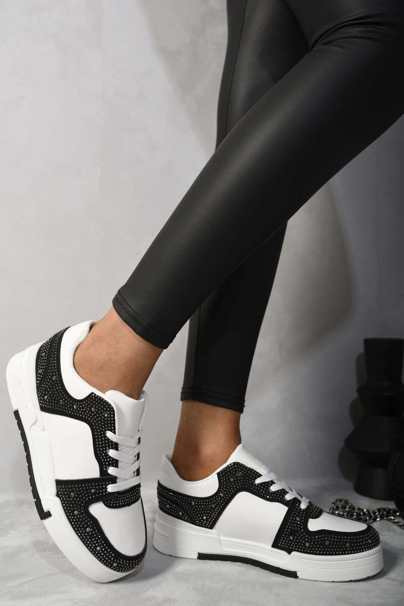 Sparkly Crystal Embellished Trainers-grey / 3 - Image 3