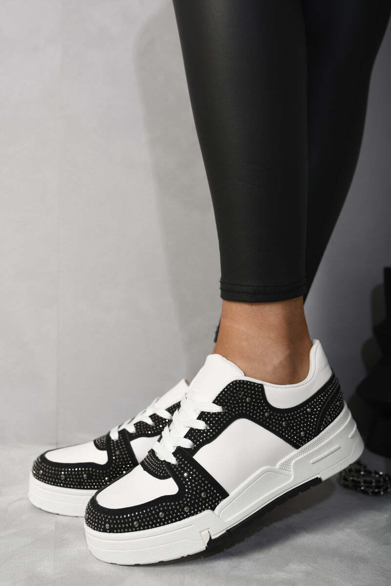 Sparkly Crystal Embellished Trainers-grey / 3 - Image 4