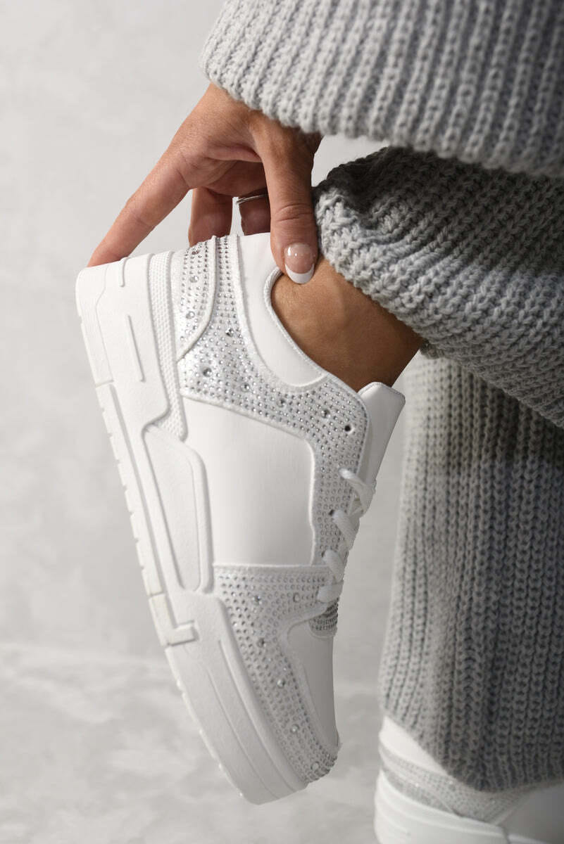 Sparkly Crystal Embellished Trainers-grey / 3 - Image 6
