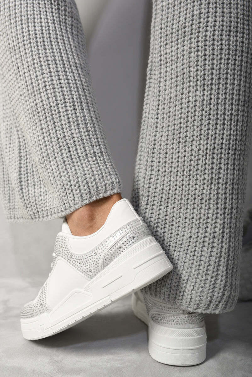 Sparkly Crystal Embellished Trainers-grey / 3 - Image 7