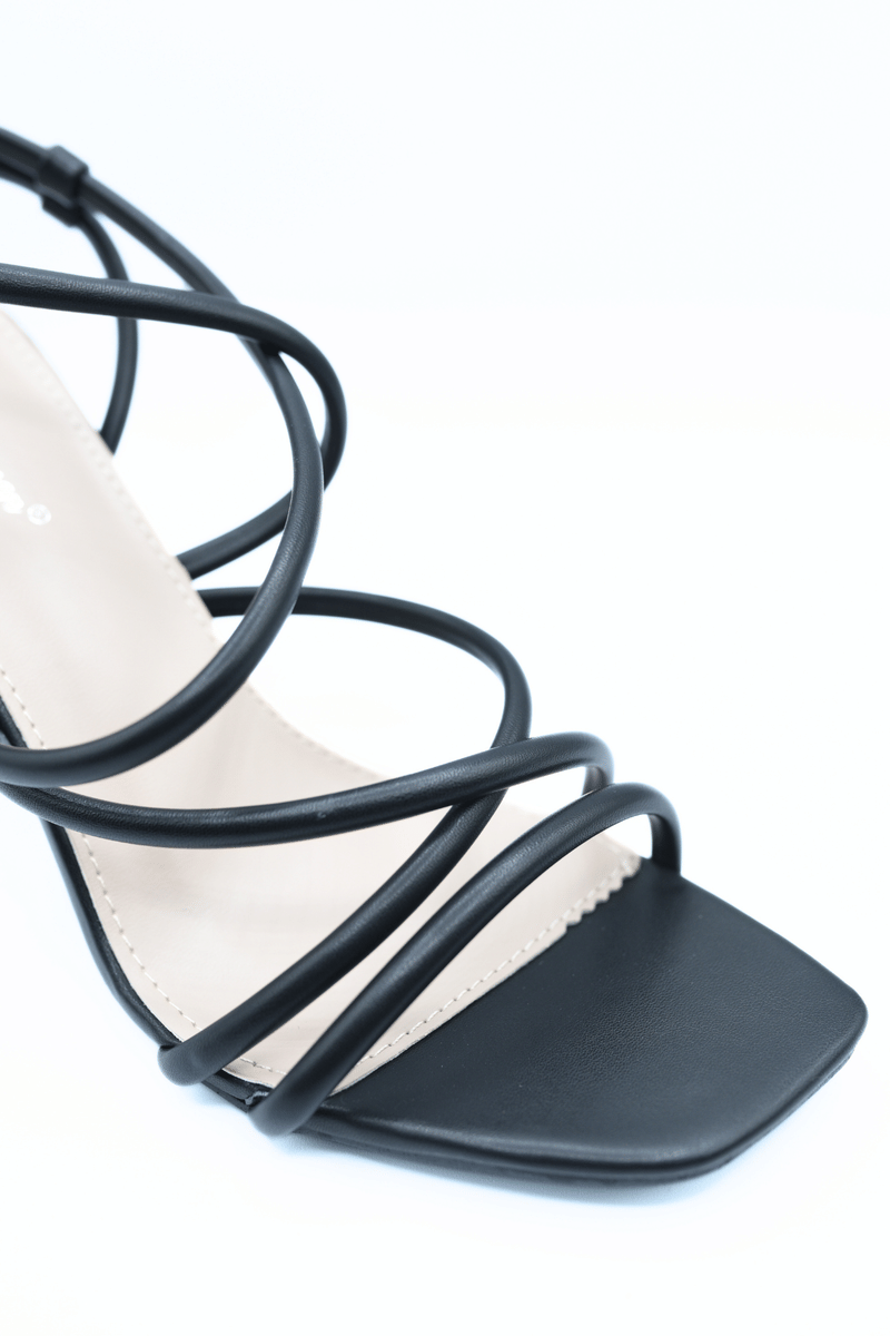 Strappy Buckle Block High Heels-Beige / 3 - Image 6