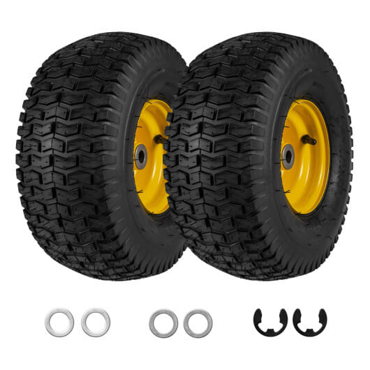 15 x 6.00-6 Tubeless Tires and Wheels 2 Pack 4 PR Tires-Yellow - Color: Yellow
