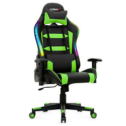 Category: Dropship Toys & Games, SKU #CB10222GN, Title: Adjustable Swivel Gaming Chair with LED Lights and Remote-Green - Color: Green
