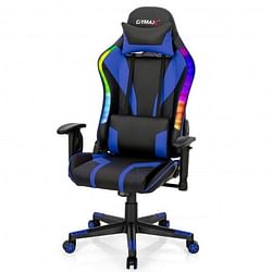 Category: Dropship Toys & Games, SKU #CB10223BL, Title: Gaming Chair Adjustable Swivel Computer Chair with Dynamic LED Lights-Blue - Color: Blue