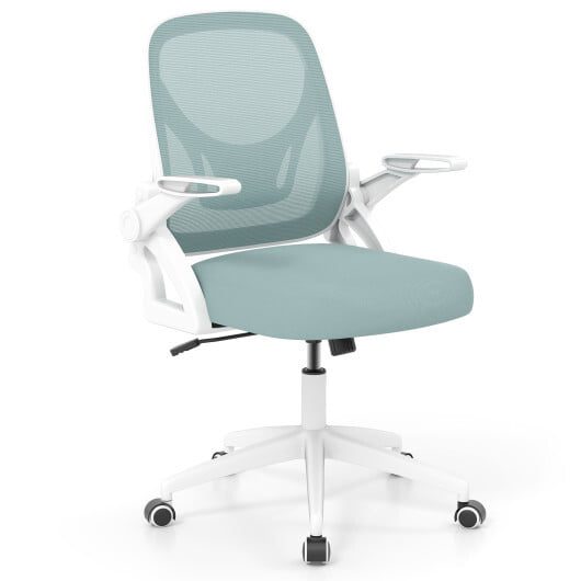 Ergonomic Computer Desk Chair with Lumbar Support and Flip-up Arms-Navy - Color: Navy