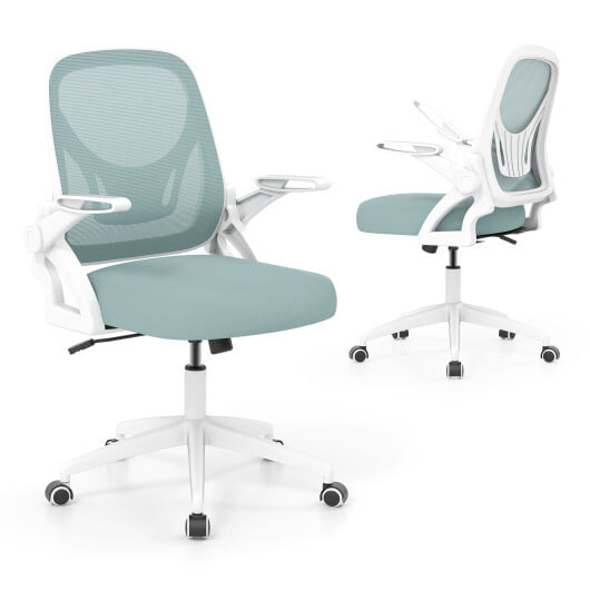 Ergonomic Computer Desk Chair with Lumbar Support and Flip-up Arms-Navy - Color: Navy - Image 4