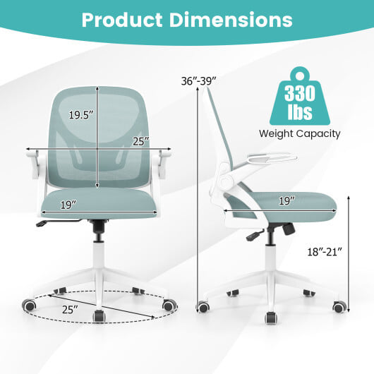 Ergonomic Computer Desk Chair with Lumbar Support and Flip-up Arms-Navy - Color: Navy - Image 5