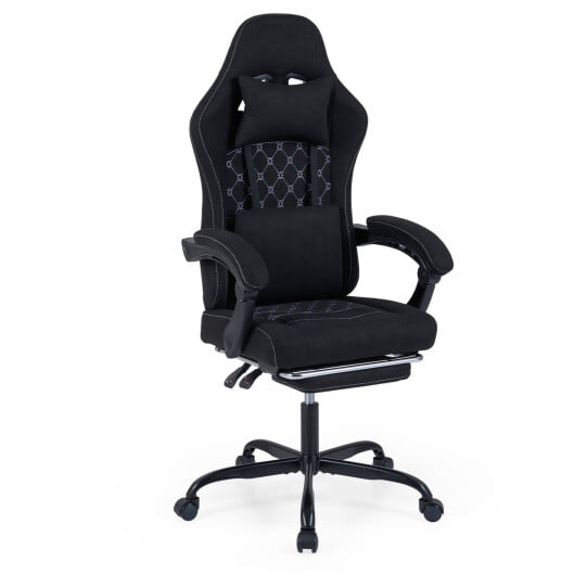 Gaming Chair Height Adjustable Computer Chair with Headrest Video Game Chair-Black - Color: Black