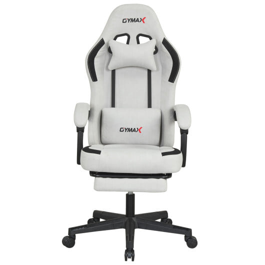 Ergonomic Video Game Chair with Headrest for Home Office-Gray - Color: Gray