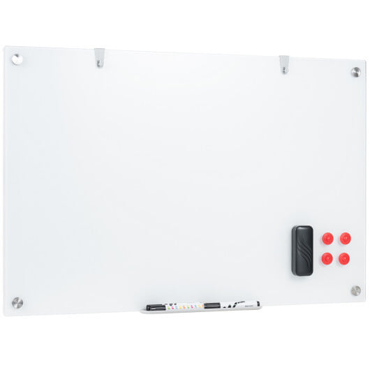 36" x 24" Magnetic Glass Board Frameless Whiteboard for Office Home-Ultrawhite - Color: Ultra White