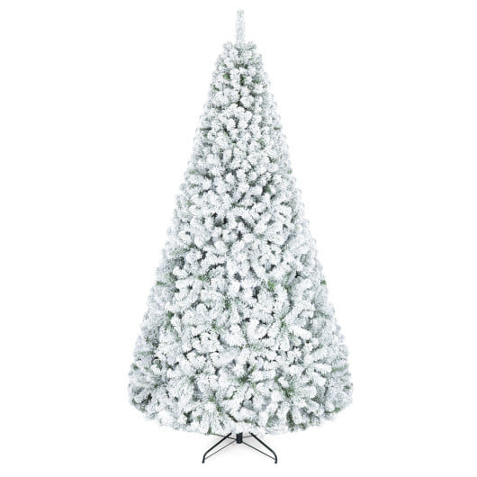 Artificial Snow-Flocked Christmas Tree with Branch Tips-XL - Color: White - Size: 9 ft