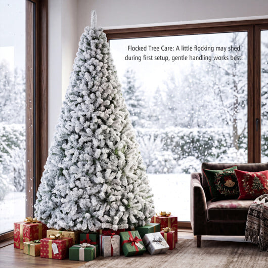 Artificial Snow-Flocked Christmas Tree with Branch Tips-XL - Color: White - Size: 9 ft - Image 3
