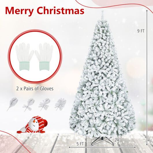 Artificial Snow-Flocked Christmas Tree with Branch Tips-XL - Color: White - Size: 9 ft - Image 5