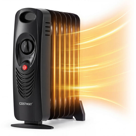 700 W Portable Mini Electric Oil-Filled Radiator Heater-Black - Color: Black