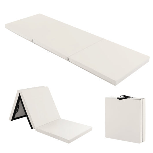 6 x 2 FT Tri-Fold Gym Mat with Handles and Removable Zippered Cover-Light Gray - Color: Light Gray