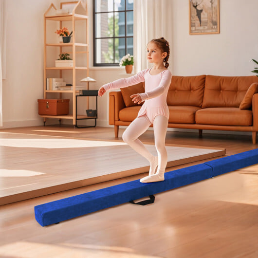 Folding Balance Beam with Solid Wood Base and Anti-slip Bottom-Blue - Color: Blue - Image 2
