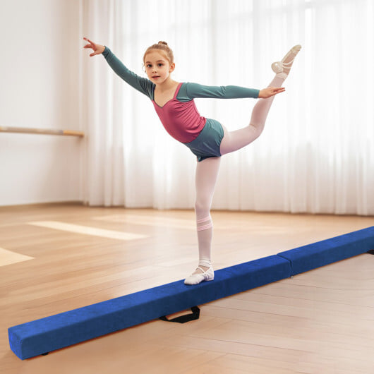 Folding Balance Beam with Solid Wood Base and Anti-slip Bottom-Blue - Color: Blue - Image 3