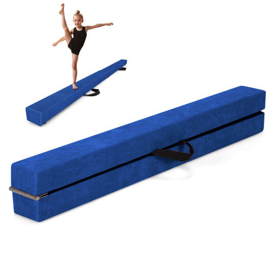 Folding Balance Beam with Solid Wood Base and Anti-slip Bottom-Blue - Color: Blue - Image 4