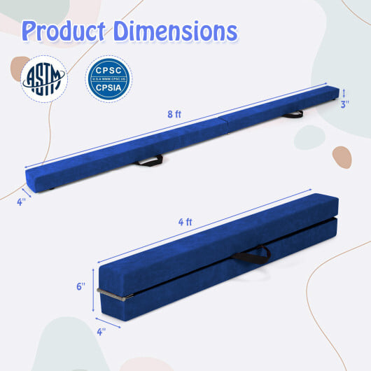 Folding Balance Beam with Solid Wood Base and Anti-slip Bottom-Blue - Color: Blue - Image 5