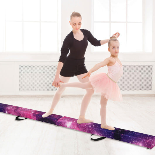 Folding Balance Beam with Solid Wood Base and Anti-slip Bottom-Pink - Color: Pink - Image 2