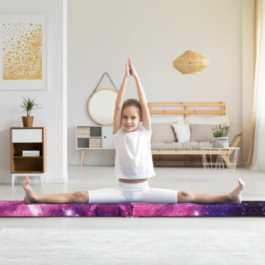Folding Balance Beam with Solid Wood Base and Anti-slip Bottom-Pink - Color: Pink - Image 3