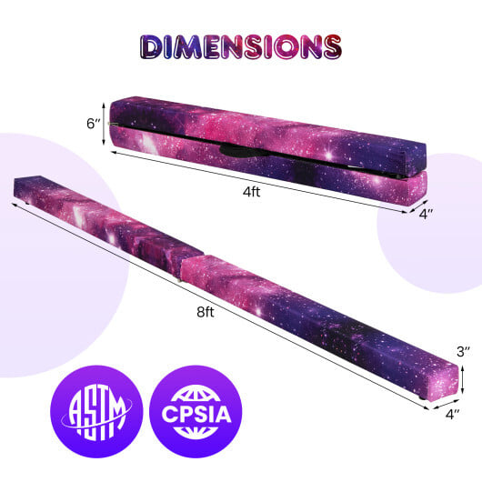 Folding Balance Beam with Solid Wood Base and Anti-slip Bottom-Pink - Color: Pink - Image 5