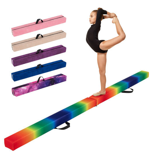 Folding Balance Beam with Solid Wood Base and Anti-slip Bottom-Multicolor - Color: Multicolor