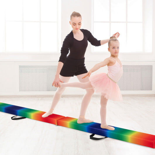 Folding Balance Beam with Solid Wood Base and Anti-slip Bottom-Multicolor - Color: Multicolor - Image 2