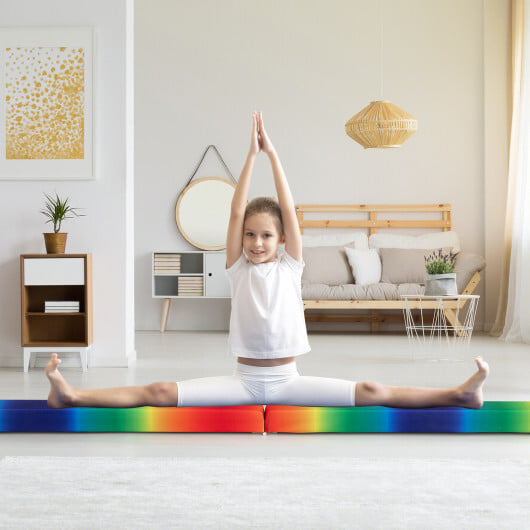 Folding Balance Beam with Solid Wood Base and Anti-slip Bottom-Multicolor - Color: Multicolor - Image 3