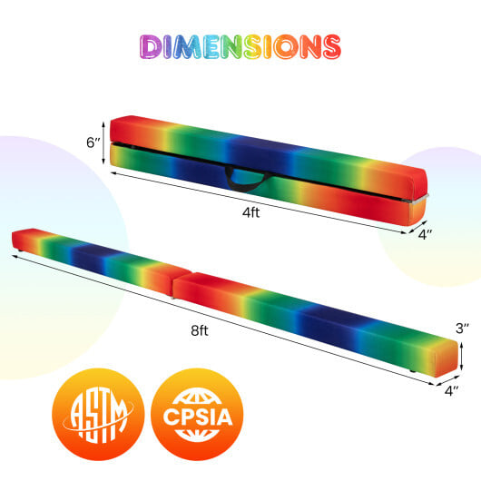 Folding Balance Beam with Solid Wood Base and Anti-slip Bottom-Multicolor - Color: Multicolor - Image 5