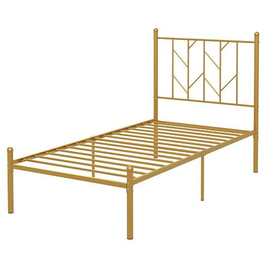 Twin Size Metal Platform Bed Frame Vintage Headboard-Twin Si