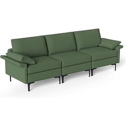 Category: Dropship Accessories, SKU #HV10301GN-A+HV10301GN-B+HV10301GN-E, Title: Large 3-Seat Sofa Sectional with Metal Legs for 3-4 people-Army Green - Color: Army Green