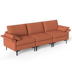 Category: Dropship Accessories, SKU #HV10301RE-A+HV10301RE-B+HV10301RE-E, Title: Large 3-Seat Sofa Sectional with Metal Legs for 3-4 people-Rust Red - Color: Rust Red