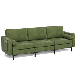 Category: Dropship Accessories, SKU #HV10310GN-A+HV10310GN-B+HV10310GN-E, Title: 3-Seat Sofa Sectional with Side Storage Pocket and Metal Leg-Army Green - Color: Army Green