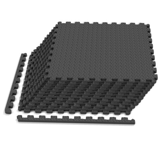 24Tiles 1/2" Puzzle Exercise Floor Mats-Black - Color: Black