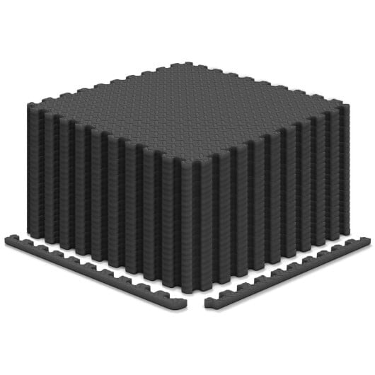 24Tiles 1/2" Puzzle Exercise Floor Mats-Black - Color: Black - Image 4