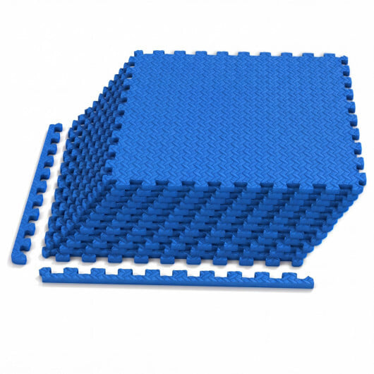 12 Tiles 1/2" Puzzle Exercise Floor Mats-Blue - Color: Blue - Image 4
