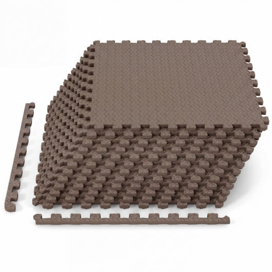 12Tiles 1/2" Puzzle Exercise Floor Mats-Brown - Color: Brown