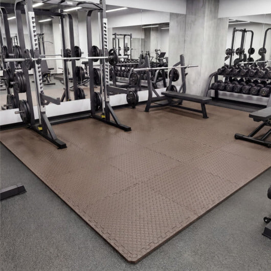 12Tiles 1/2" Puzzle Exercise Floor Mats-Brown - Color: Brown - Image 3