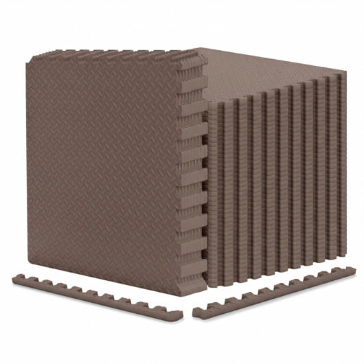 24Tiles 1/2" Puzzle Exercise Floor Mats-Brown - Color: Brown - Image 4