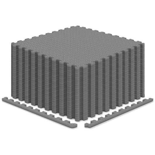 12Tiles 1/2" Puzzle Exercise Floor Mats-Gray - Color: Gray - Image 4
